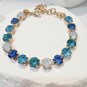 "Sea Glass" Collection Blue White Hues Tennis Bracelet